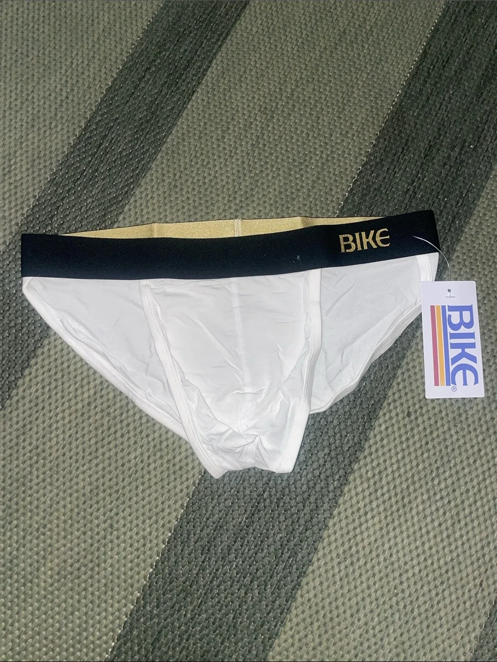 BIKE Men’s White Briefs with Black & Gold Waistband